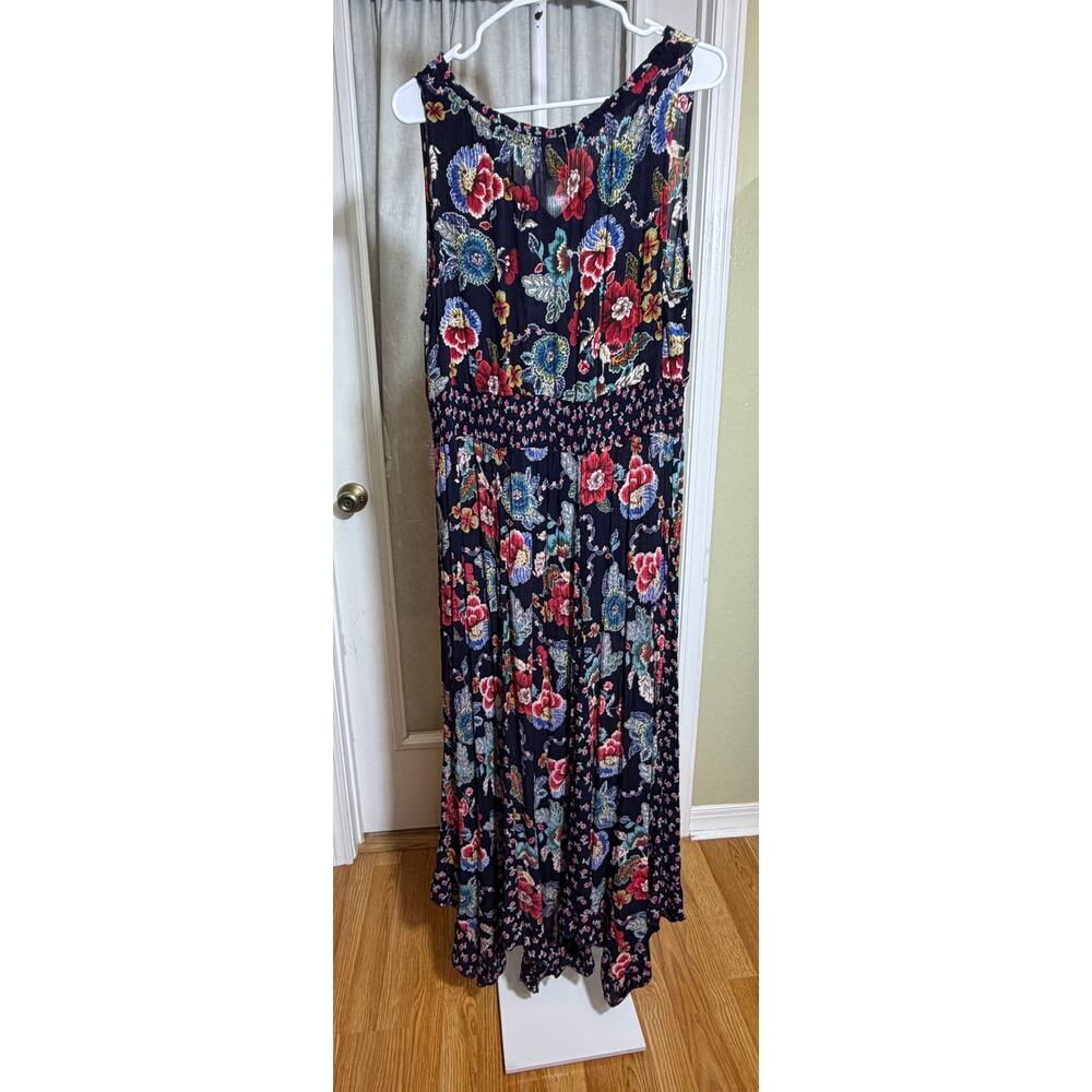 Bila Women's XL Boho Floral Sleeveless Maxi Blue Print Resort Casual Boho Dress - Picture 2 of 10
